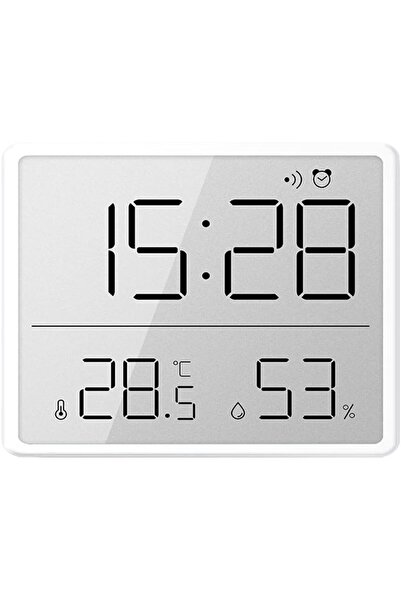 STARSTAR Digital thermometer and hygrometer, small LCD alarm clock - white