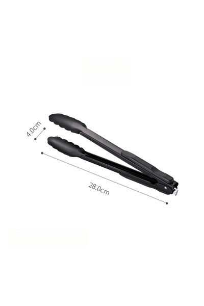STARSTAR 2-Pack Stainless Steel Black Food & BBQ Tongs (black, 12-inch).