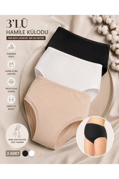 ROZELT Women's 3-Piece Maternity Panties Set High Waist Abdominal Support Fle...