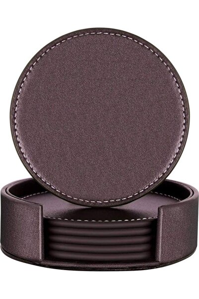 STARSTAR Faux leather coasters, vintage style placemats, round beverage coast...