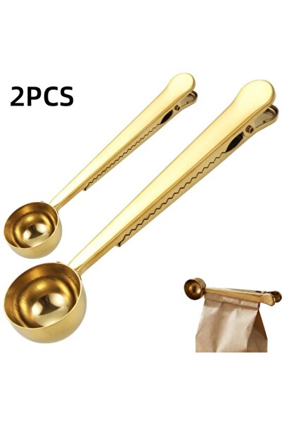 STARSTAR Gold 17x3.5 cm 2-in-1 Coffee Measuring Spoon and Bag Clip