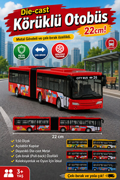 craftivio Bellows Toy Bus Diecast Metal Body Pull and Drop 22 cm 1:50 Scale
