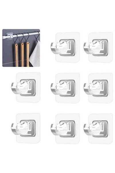 STARSTAR A set of 8 adhesive curtain rod brackets - no drilling required - ea...
