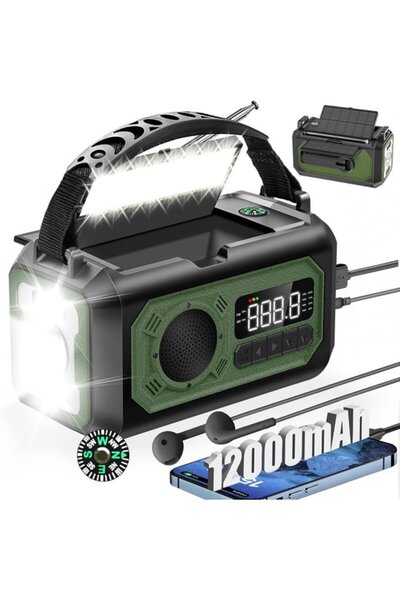 STARSTAR Suitable for Emergency Radio 12000mAh 2 Solar Panels Handheld Crank ...