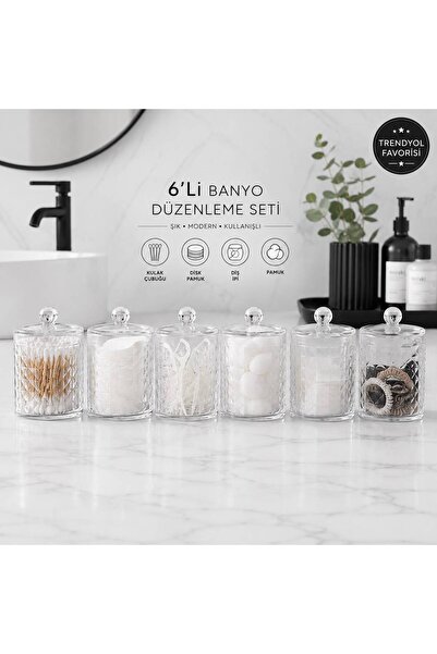 Vivart Set de 6 organizatoare pentru baie și machiaj - Suport pentru bumbac, ...