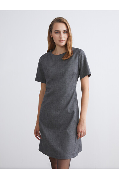 LC Waikiki Crew Neck Rhinestone Embellished Mini Dress