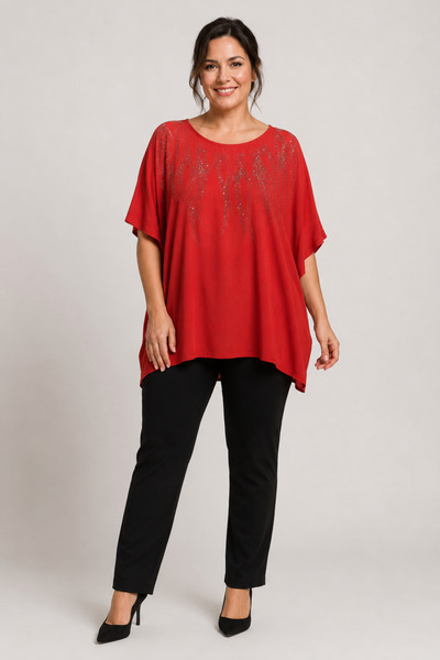 ENGIN Women's Viscose Combed Cotton Stone Detailed Blouse T-Shirt
