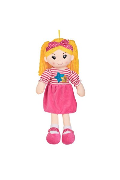 BAMI NETWORK Papusa textila rochie fucsia par blond 55cm pentru fete
