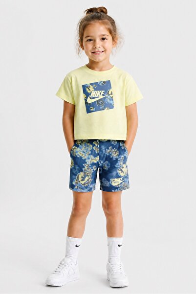Nike Kids Girl 2 Pieces Brand Logo T-Shirt And Shorts Outdoor Set, Multicololor