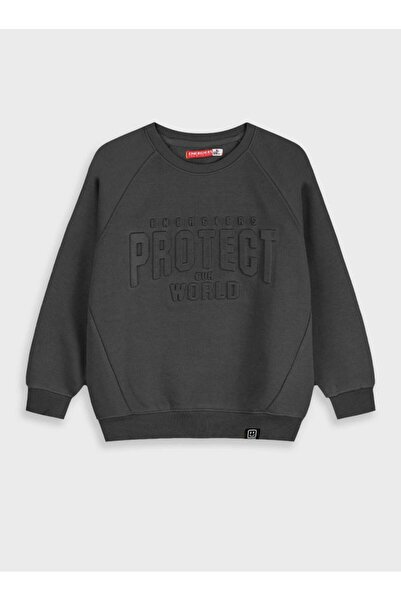 Energiers Μπλούζα φούτερ αγόρι "PROTECT OUR WORLD" μαύρη