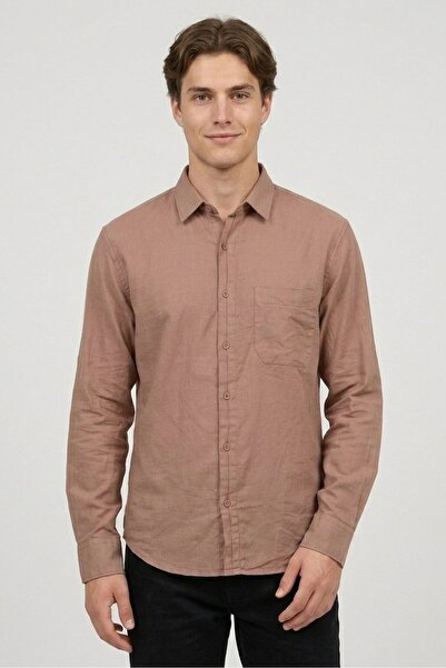COLOR HUNT Men Regular Fit Solid Long Sleeve Casual Shirt, Brown