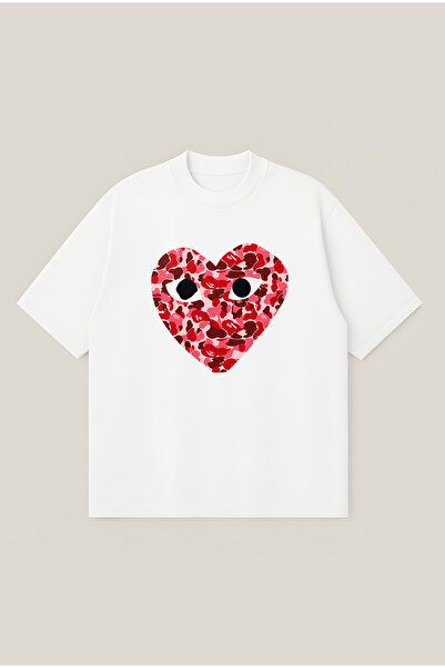 Moon Dancer Tricou unisex Comme Des Garçons x Bape, cu imprimeu inimă, croial...