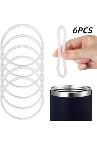STARSTAR 6-Piece White 6.8cm Silicone Water Bottle Lid Sealing Ring Set