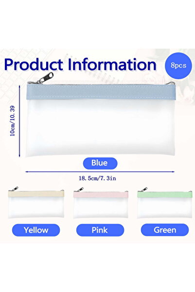 STARSTAR 8-pack of clear zipper pencil bags, multi-purpose zipper pencil bags...
