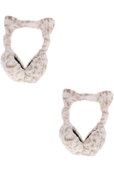 STARSTAR 2-piece ear warmers with leopard print, warm plush animal print, whi...