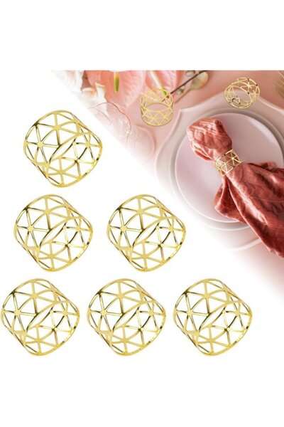 STARSTAR Elegant Gold Napkin Rings with Cutouts - 15 Pieces for Wedding, Birt...