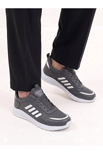 Nstil Casual Men's White Gray Sneaker Mesh Lace-Up Comfortable Flexible Stitc...