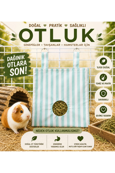 Paw Butik Ginepig Tavşan Hamster İçin Kafese Takılabilir Askılı Otluk - Pamuk...