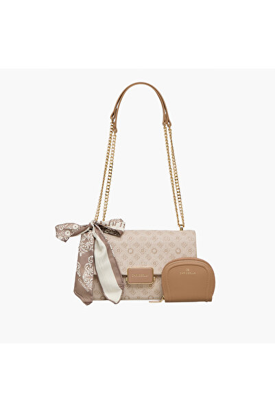 Chrisbella Monogram Print Crossbody Bag with Wallet
