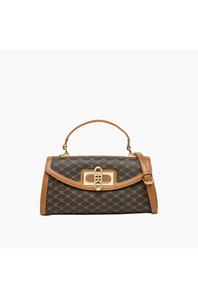 Bessie London Monogram Print Crossbody Bag with Top Handle