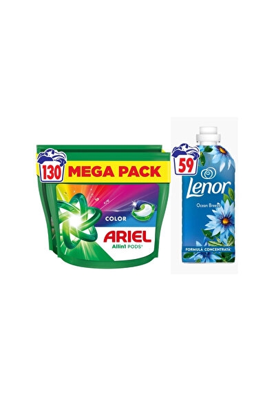 Ariel Pachet 130 capsule Detergent Color + Lenor 59 spalari, Ocean Breeze