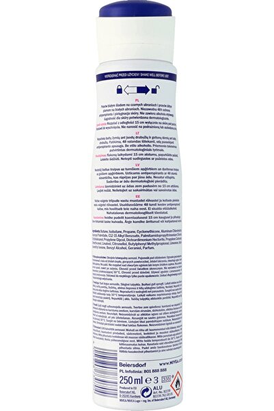 NIVEA 4 x Spray antiperspirant transparent invizibil Negru&Alb, 150 ml