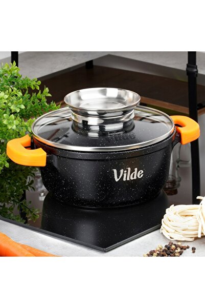 Vilde Oală din GRANIT cu capac, pentru gătit, fiert la foc mic și copt, 16 cm...