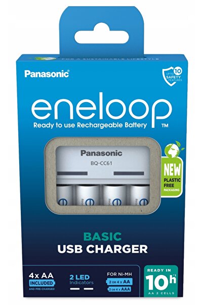 PANASONIC Încărcător USB Eneloop BQ-CC61 + 4x baterii AA 2000mAh