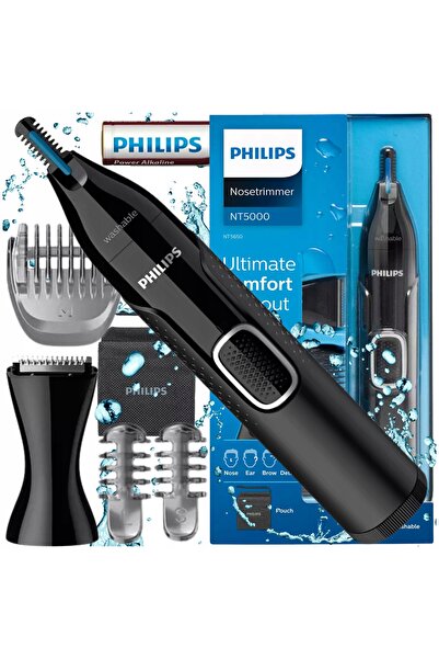 Philips Trimmer cu baterie pentru nas și urechi nt5650/16, 3 piepteni de ajus...
