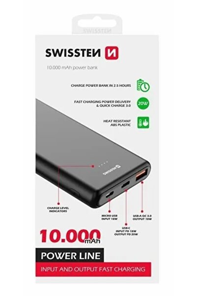SWISSTEN PowerBank 10000 mAh PD 20W Negru