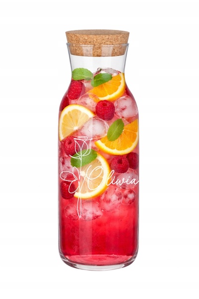 NO BRAND Set pentru apă și suc cu logo gravat TEXTUL TĂU Carafă și 6 pahare C...