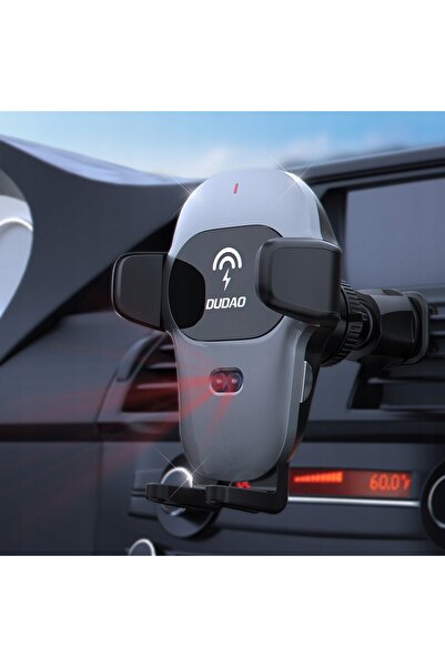 NO BRAND Suport auto cu încărcător wireless Qi de 15 W, gri