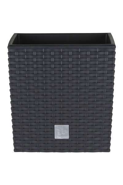 Deco4Home SET 3x JARDINIERE DE GRĂDINĂ PĂTRATE DIN RATAN ANTRACIT CU INSERT