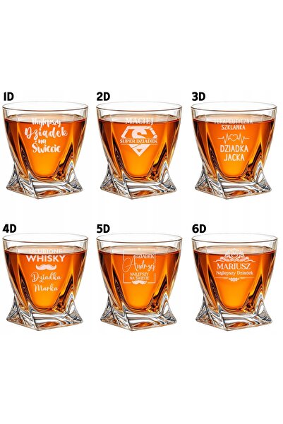 NO BRAND Pahar de cristal cu cuburi de gheață pentru whisky, gravat – cadou d...