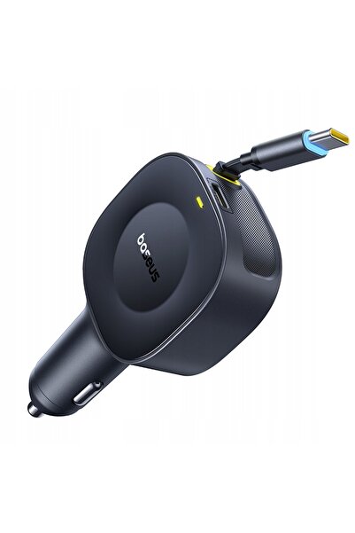 Baseus Încărcător auto USB-C cu cablu USB-C retractabil 30W - Negru