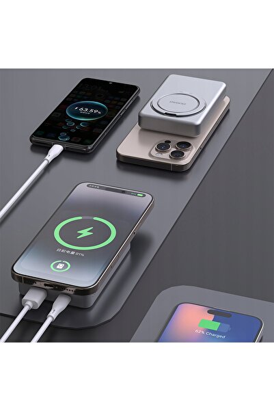 DUDAO Powerbank K28 10000mAh cu MagSafe, carcasă metalică și suport, PD 22.5W
