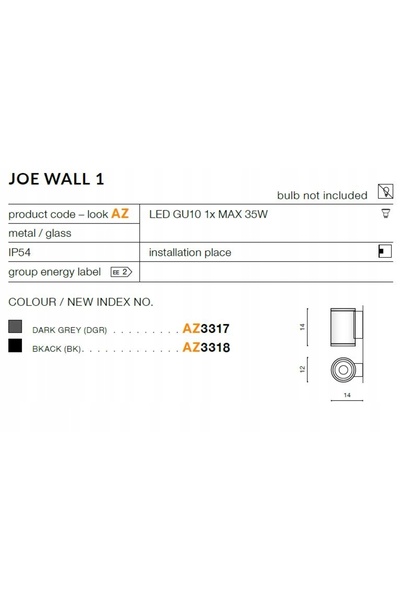 AZzardo Aplică de perete montată la suprafață Joe Wall 1 AZ3318 + GRATUIT