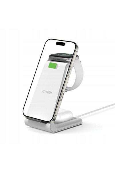 NO BRAND Încărcător wireless Qi, 3-în-1, Tech-Protect pentru iPhone/AirPods/A...
