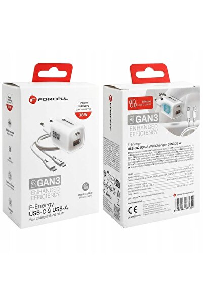 NO BRAND Adaptor de alimentare compact de 33W, USB-C + cablu, USB-A Forcell, ...