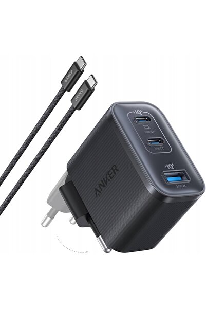 NO BRAND Încărcător de perete Anker Nano 70W cu 3 porturi USB-C / USB-A, Cabl...