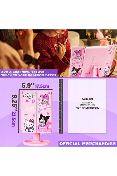 TREND Oglindă cosmetică triplă cu LED-uri din seria Hello Kitty, oglindă triplă