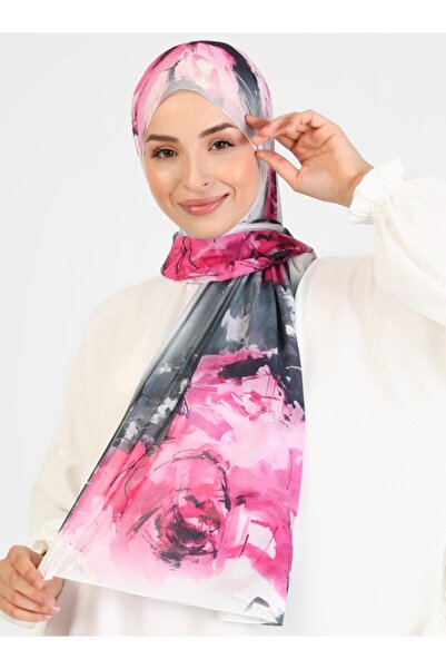 Differenza Rose Painted Patterned Shawl - White