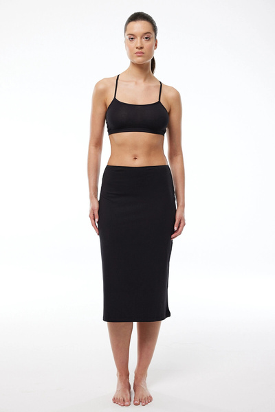 SOFT AURA Malabadi Women's Black Full Length Long Skirt Lining Modal Underski...