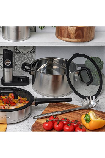 Starke Pro Oală cu inducție cu capac din oțel, Steel GAZ Rigor, 5,7 l, 24 cm