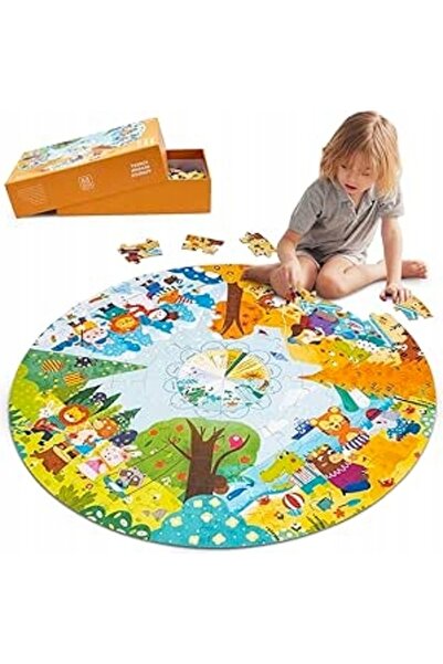 NO BRAND Puzzle de podea 88 piese Animale din pădure pentru copii Puzzle pent...