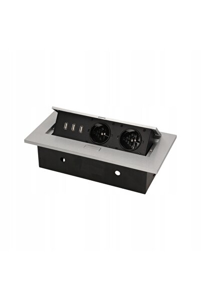 Orno Priză ascunsă încorporată pentru blat, dublă, cu 2 prize, 3x USB, 3600W