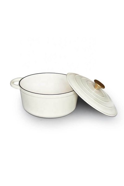 Perfect Home Oală din fontă emailată, 20 cm, 2 L, albă