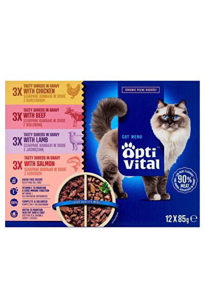NO BRAND OPTIVITAL Mix de Arome Hrană pentru Pisici 4 x (12 x 85 g)