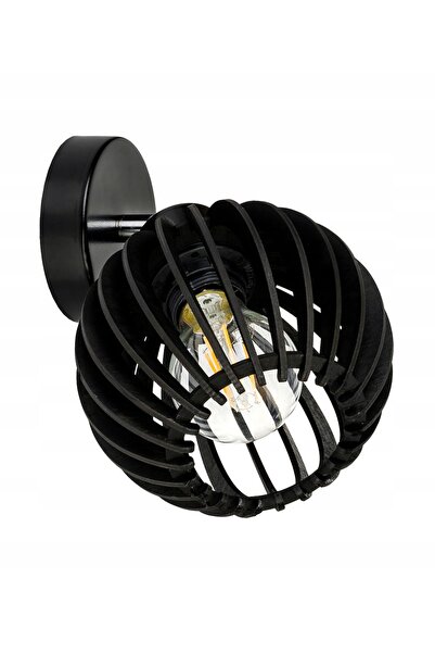 NO BRAND Lampă kinkiet E27 de perete, neagră, mobilă, stil loft, bilă, lemn n...