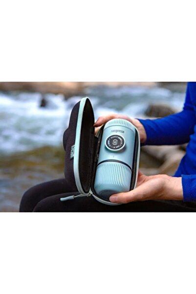 Wacaco Presă de cafea NANOPRESSO pentru excursii de camping, cu husă, albastr...